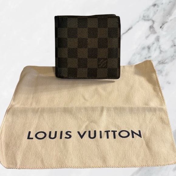 Louis Vuitton Authentic Mens Damier Ebene Porte Marco Bifold Wallet with Dustbag - Picture 1 of 16
